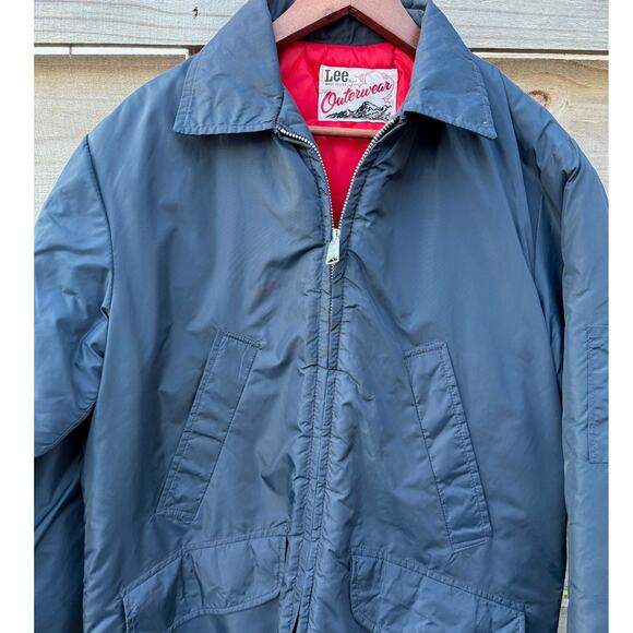 Lee Outerwear Vintage 1970s Blue Nylon Jacket with red quilted inside Large - Picture 4 of 6